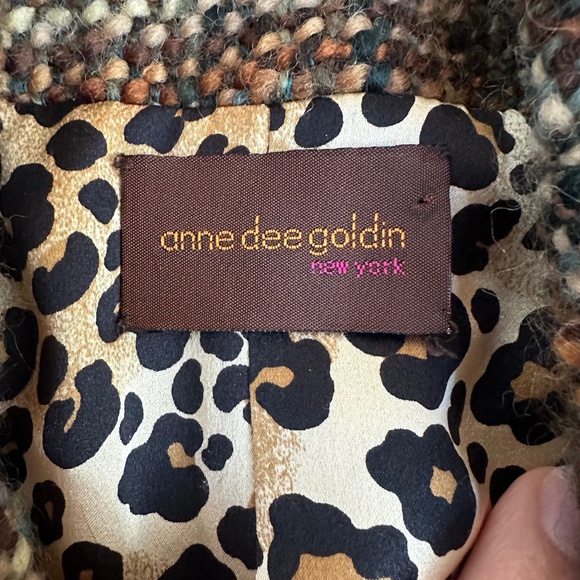 Anne Dee Goldin Green Gold Wool Tweed Blazer Jacket - Picture 4 of 9